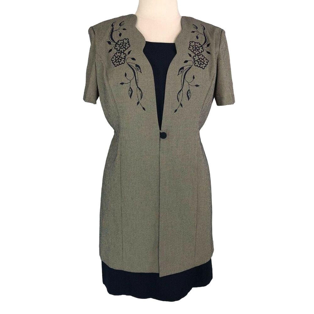 Career Shift Dress Knee Length Herringbone Lagenlook Size 16P Miss Dorby